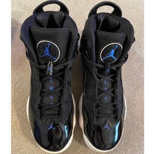 Nike Air Jordan 6 Rings 323419-016 Size 7Y Basketball Youth Black Blue Hi Top.